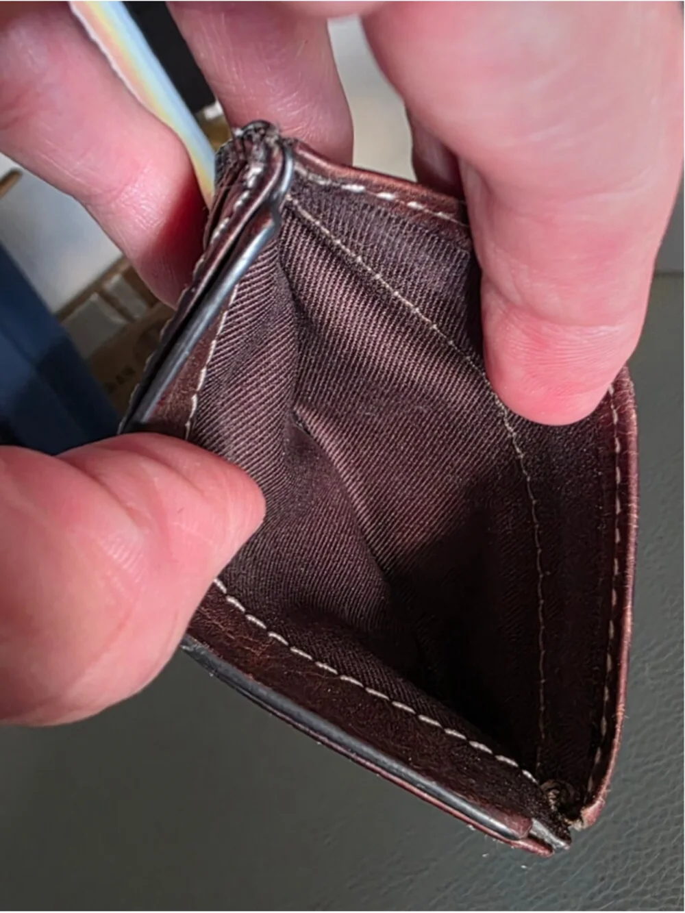 Fossil Brown Leather Money Wallet Card Holder Minimalist Front Pocket Wallet